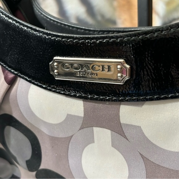 RARE Coach Sateen Signature Hobo Bag - Black and Purple - Picture 14 of 15